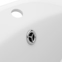 VidaXL Owalna umywalka z przelewem, matowa biel, 58,5x39 cm, ceramika