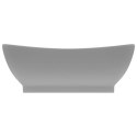VidaXL Owalna umywalka z przelewem, matowa jasnoszara, 58,5x39 cm