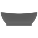 VidaXL Owalna umywalka z przelewem, matowy szary, 58,5x39 cm, ceramika