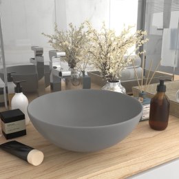 VidaXL Umywalka łazienkowa, ceramiczna, jasnoszara, okrągła