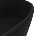 VidaXL Umywalka z przelewem, matowa czerń, 36x13 cm, ceramiczna