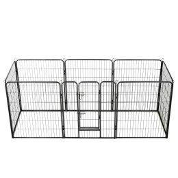 VidaXL Kojec dla psów, 8 paneli, stalowy, czarny, 80 x 100 cm