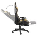 VidaXL Obrotowy fotel gamingowy z podnóżkiem, złoty, PVC