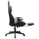 VidaXL Fotel dla gracza z podnóżkiem, czarno-zielony, sztuczna skóra
