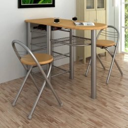 VidaXL Zestaw do baru lub kuchni, stół i krzesła, drewno