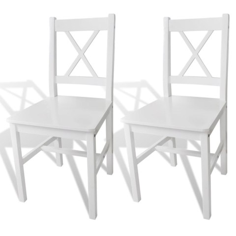 VidaXL Krzesła stołowe, 2 szt., białe, drewno sosnowe