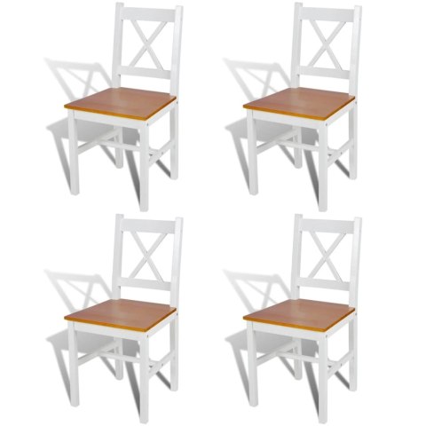 VidaXL Krzesła stołowe, 4 szt., białe, drewno sosnowe