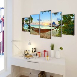 Zestaw obrazów Canvas 200 x 100 cm Plaża i Hamak