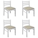 VidaXL Krzesła stołowe, 4 szt., białe, drewno kauczukowe i aksamit