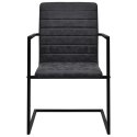 VidaXL Wspornikowe krzesła stołowe, 2 szt., czarne, sztuczna skóra