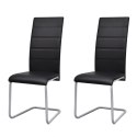 VidaXL Wspornikowe krzesła stołowe, 2 szt., czarne, sztuczna skóra