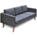 VidaXL Sofa 3-osobowa, materiałowa, ciemnoszara