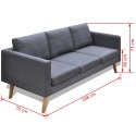 VidaXL Sofa 3-osobowa, materiałowa, ciemnoszara