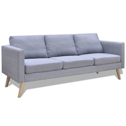 VidaXL Sofa 3-osobowa, materiałowa, jasnoszara