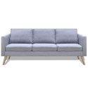 VidaXL Sofa 3-osobowa, materiałowa, jasnoszara