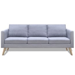 VidaXL Sofa 3-osobowa, materiałowa, jasnoszara