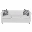 VidaXL Sofa 3-osobowa ze skóry syntetycznej, biała