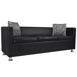 VidaXL Sofa 3-osobowa ze skóry syntetycznej, czarna