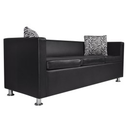 VidaXL Sofa 3-osobowa ze skóry syntetycznej, czarna