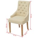 VidaXL Krzesła stołowe, 2 szt., kremowe, obite tkaniną
