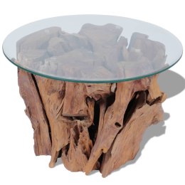 VidaXL Stolik kawowy z drewna tekowego patynowanego wodą, 60 cm