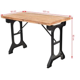 VidaXL Stół jadalniany, blat z litego drewna jodłowego, 122x65x82 cm