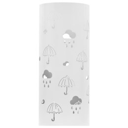 VidaXL Stojak na parasole, wzór w parasole, stalowy, biały