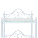 VidaXL Stolik nocny ze stali i hartowanego szkła, 45x30,5x60 cm, biały
