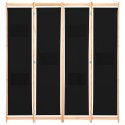 VidaXL Parawan 4-panelowy, czarny, 160x170x4 cm, tkanina
