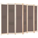 VidaXL Parawan 6-panelowy, brązowy, 240 x 170 x 4 cm, tkanina