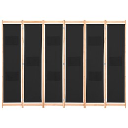 VidaXL Parawan 6-panelowy, czarny, 240 x 170 x 4 cm, tkanina