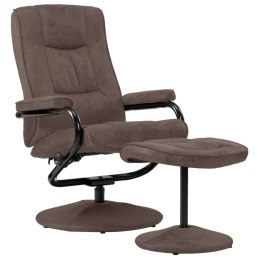 VidaXL Fotel telewizyjny z podnóżkiem, brązowy, sztuczny zamsz