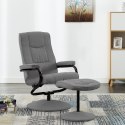 VidaXL Rozkładany fotel z podnóżkiem, jasnoszary, tkanina