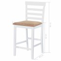VidaXL Stół barowy i 2 krzesła, lite drewno, kolor brązowy i biały