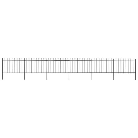 VidaXL Ogrodzenie z prętów z grotami, stalowe, 10,2 x 1,2 m, czarne