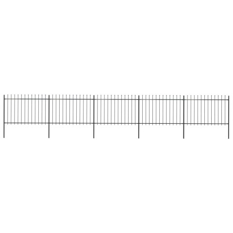 VidaXL Ogrodzenie z prętów z grotami, stalowe, 8,5 x 1,2 m, czarne
