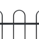 VidaXL Ogrodzenie z zaokrąglonymi końcami, stalowe, 15,3 x 1 m, czarne