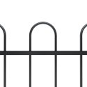 VidaXL Ogrodzenie z zaokrąglonymi końcami, stalowe, 6,8 x 1 m, czarne