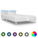 VidaXL Rama łóżka LED, biała, sztuczna skóra, 90 x 200 cm