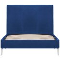 VidaXL Rama łóżka, niebieska, tapicerowana tkaniną, 90 x 200 cm