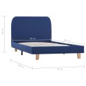 VidaXL Rama łóżka, niebieska, tkanina, 90 x 200 cm