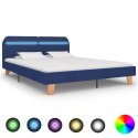 VidaXL Rama łóżka z LED, niebieska, tapicerowana tkaniną, 180 x 200 cm