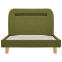 VidaXL Rama łóżka z LED, zielona, tapicerowana tkaniną, 90 x 200 cm