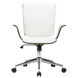 VidaXL Obrotowe krzesło biurowe, białe, sztuczna skóra i gięte drewno