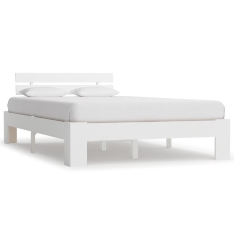VidaXL Rama łóżka z wezgłowiem, biała, 140x200 cm, lite drewno sosnowe