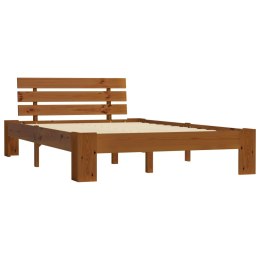 VidaXL Rama łóżka z wezgłowiem, miodowa, 140x200 cm, drewno sosnowe