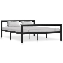 VidaXL Rama łóżka, czarno-biała, metalowa, 160 x 200 cm