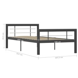 VidaXL Rama łóżka, szaro-biała metalowa, 100 x 200 cm