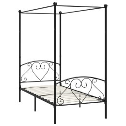 VidaXL Rama łóżka z baldachimem, czarna, metalowa, 90 x 200 cm