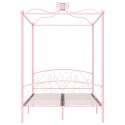 VidaXL Rama łóżka z baldachimem, różowa, metalowa, 120 x 200 cm
